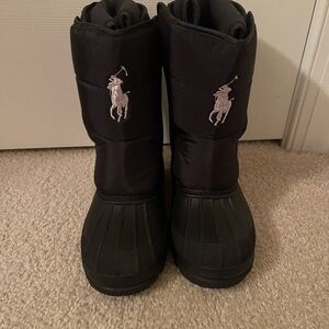COPY - Polo Ralph Lauren Snow Boots Boys Kids Size 4 Black With White Pony Pull…